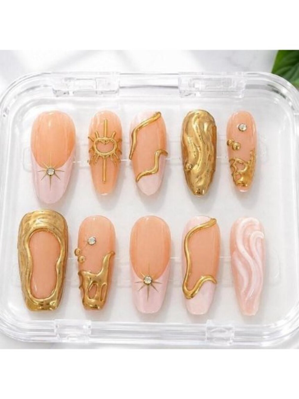Golden Sunset Press-On Nail Set